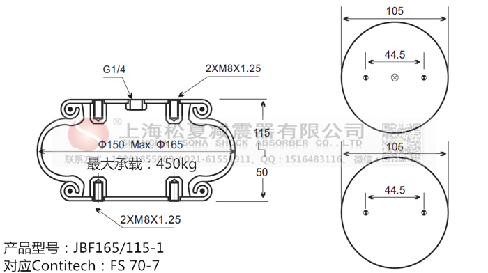 JBF165/115-1橡膠<a href='http://www.kangkangbao.com/' target='_blank'><u>空氣彈簧</u></a>