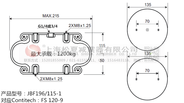 JBF196/115-1橡膠<a href='http://www.kangkangbao.com/' target='_blank'><u>空氣彈簧</u></a>