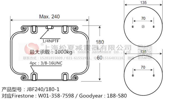 JBF240-180-1橡膠<a href='http://www.kangkangbao.com/' target='_blank'><u>空氣彈簧</u></a>
