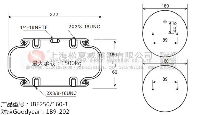 JBF250/160-1橡膠<a href='http://www.kangkangbao.com/' target='_blank'><u>空氣彈簧</u></a>