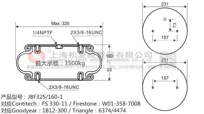 JBF325/160-1橡膠<a href='http://www.kangkangbao.com/' target='_blank'><u>空氣彈簧</u></a>