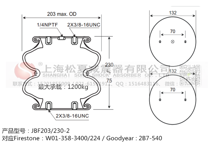 JBF203/230-2橡膠<a href='http://www.kangkangbao.com/' target='_blank'><u>空氣彈簧</u></a>
