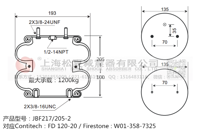 JBF217/205-2橡膠<a href='http://www.kangkangbao.com/' target='_blank'><u>空氣彈簧</u></a>
