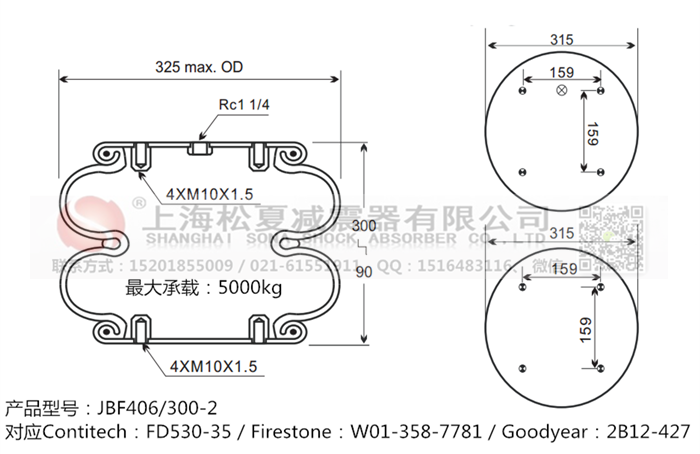 JBF406/300-2橡膠<a href='http://www.kangkangbao.com/' target='_blank'><u>空氣彈簧</u></a>